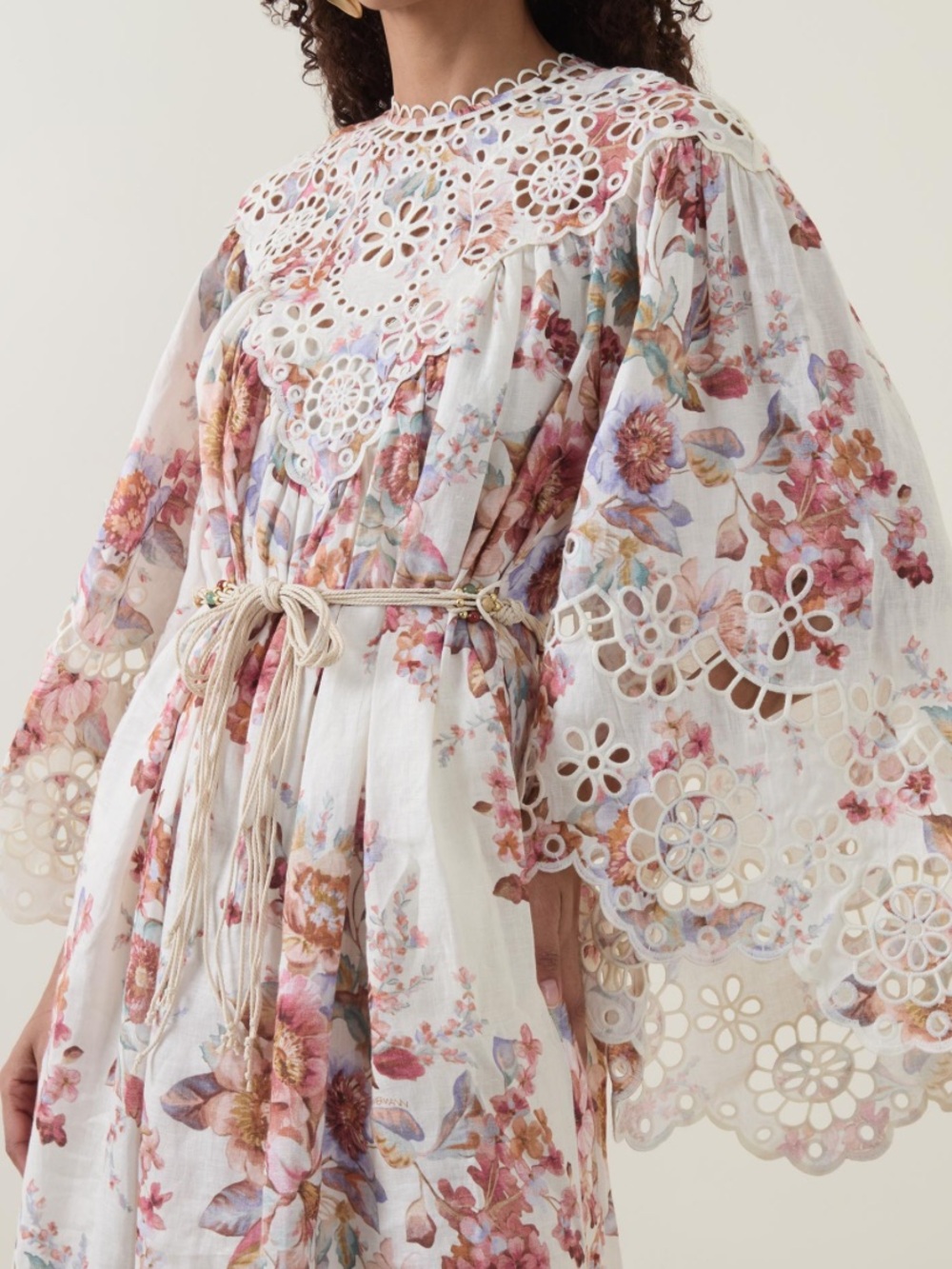 New. Zimmermann Cream Floral Embroidered maxi dress.